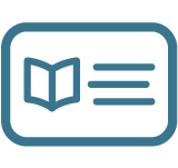 Rectangle with a book icon inside it and 3 lines to represent text, PHPL, Prospect Heights Public Library, sign up for a library card today, get your card