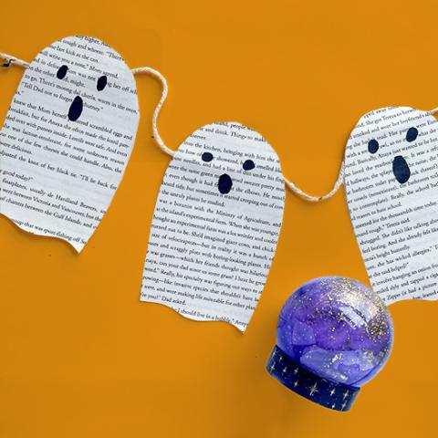 ghost garland, crystal ball, creepy crafts, kids program, library program, prospect heights, prospect heights library