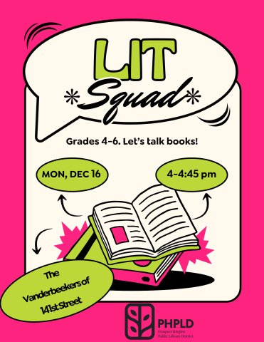 lit squad, book club, kids book club, prospect heights library, prospect heights public library, prospect heights, library program