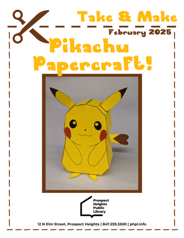 The words Pikachu Papercraft, with an image of a Pikachu made of paper beneath it.