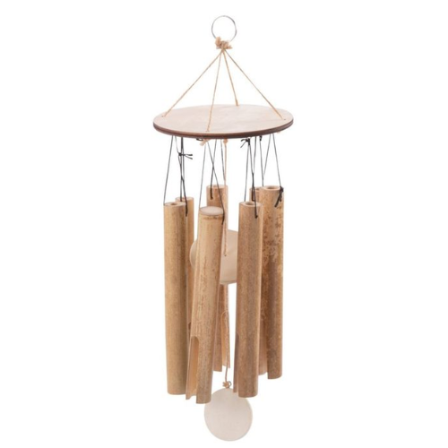 photo of a bamboo windchime on a white background